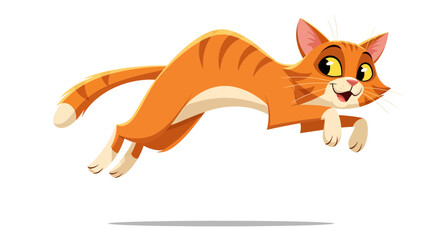 Fototapeta premium Dynamic Action, Playful Cat, Animated Illustration, Bright Environment, Cheerful Viewpoint, Whimsical Concept