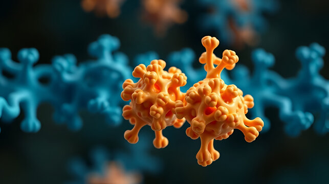 3d rendering of isolated two proteasome molecules