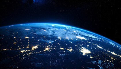 Obraz premium Earth from space, night view, city lights