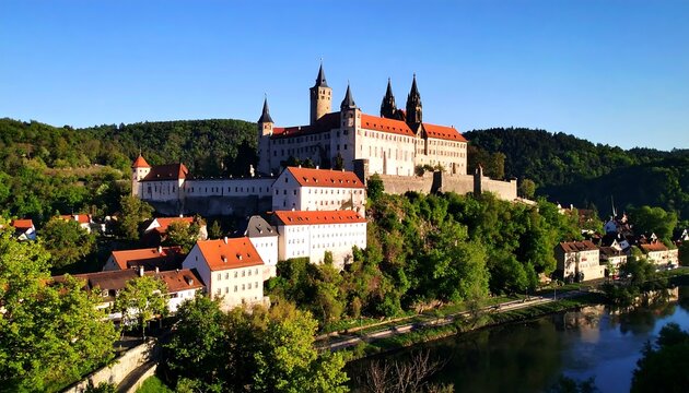 Medieval castle overlooking valley