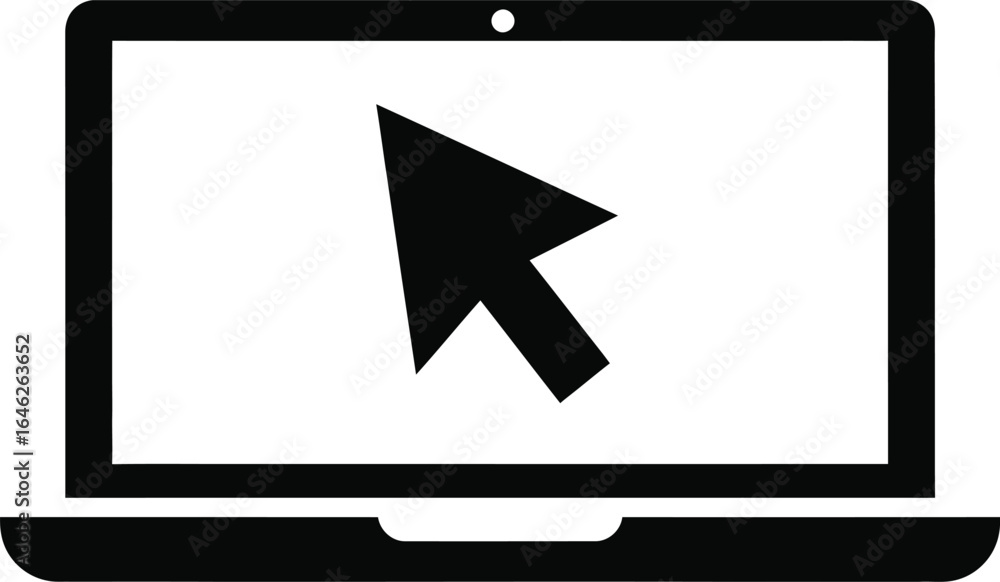 Fototapete vector art of laptop computer with a cursor pointer isolated on white background