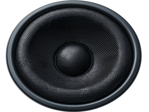 Close-up of a Black Speaker Cone with Honeycomb Texture High-Resolution Audio Equipment Image
