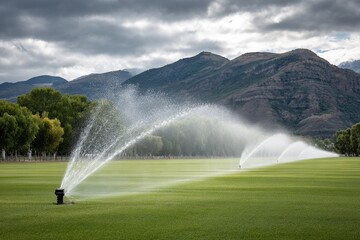 Natural gas powered agricultural irrigation system in scenic landscape for efficient water management