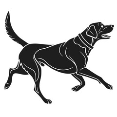 Fototapeta premium Vector art of black labrador retriever running isolated on white background vector art