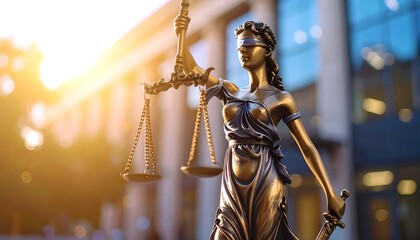 Justice statue with scales and sword