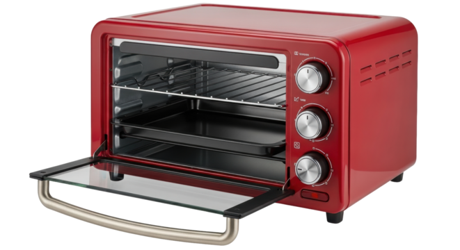 Isolated Red Toaster Oven