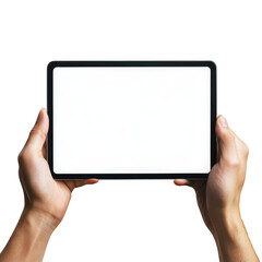 Holding a tablet isolated on transparent background