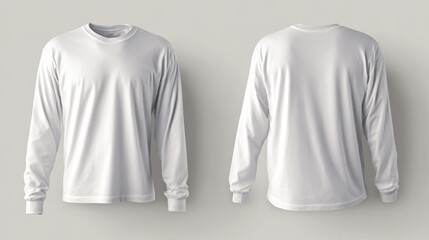 White Long Sleeve T-Shirt Front and Back View: Versatile Apparel Mockup