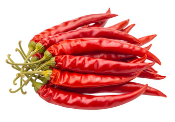 Bunch of ripe red chili peppers isolated on transparent background