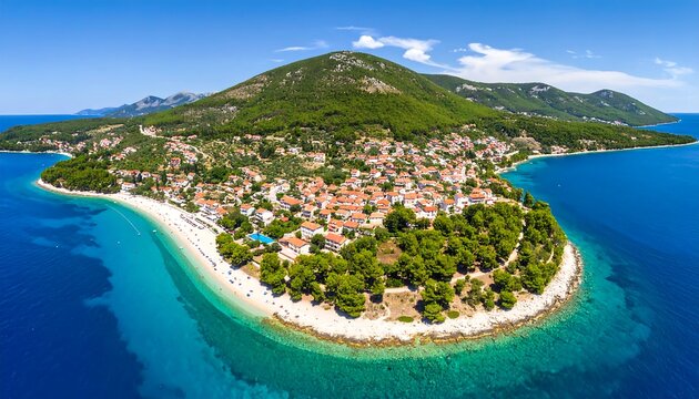 Panoramic view of a coastal town