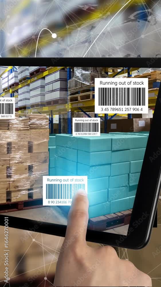 Poster augmented reality technology system in deft smart warehouse identify package picking and delivery . 