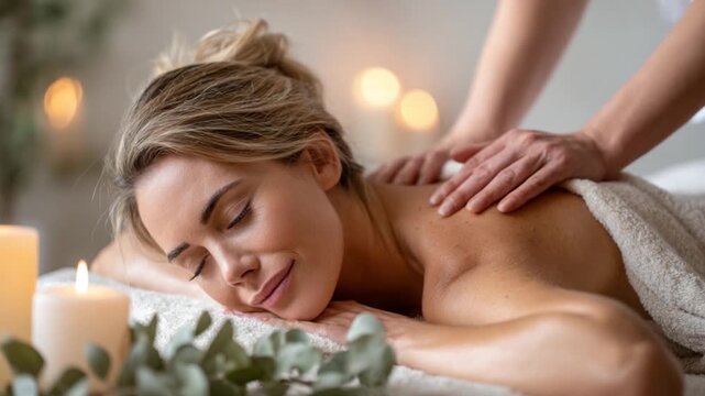 Woman receiving a relaxing massage in a spa setting
