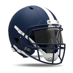 Fototapeta premium Matte Navy Blue American Football Helmet Mockup with White Stripe and Visor