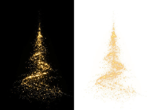 Shining Christmas Tree with Sparkling Lights creates a unique transparent PNG. Glowing tree illustration with sparkling light effects and bokeh