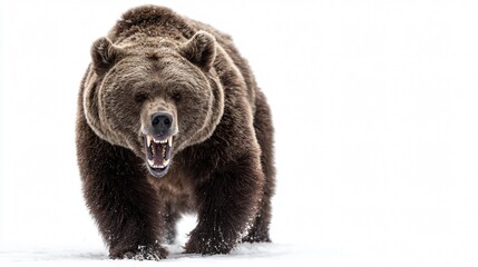 Fototapeta premium Majestic Brown Grizzly Bear Roaring Aggressively - Powerful Wildlife Photography