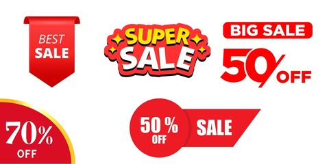 Sale tags set, set of sale tags, sale labels set, price discount tags, set shopping sale
