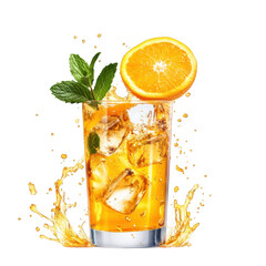 Refreshing orange drink isolated on transparent background