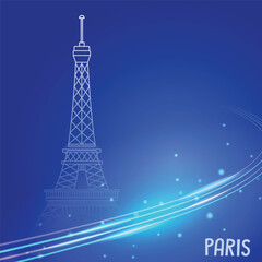 Elegant Blue Background with Eiffel Tower Illustration