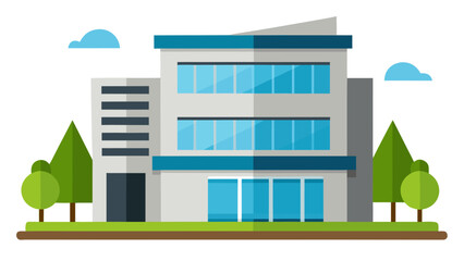 Flat Vector Modern Office Building Exterior Corporate Urban Architecture