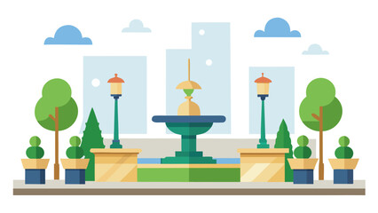 Flat Vector Pedestrian Plaza Urban City Square Walking Area Background