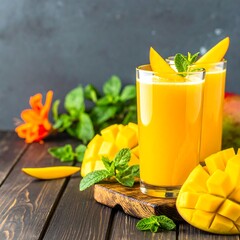 Mango smoothie, vibrant, healthy