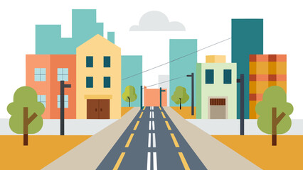 Naklejka premium Flat Vector City Street Tramlines Urban Transportation Graphic