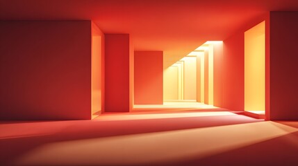 Fototapeta premium An interior architectural design with warm orange hues.
