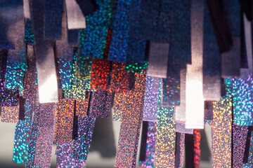 colorful metallic holographic party streamers