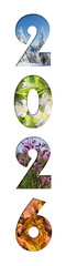 Number 2026 from four seasons photos for calendar, flyer, poster, postcard, banner. Vertical image.
