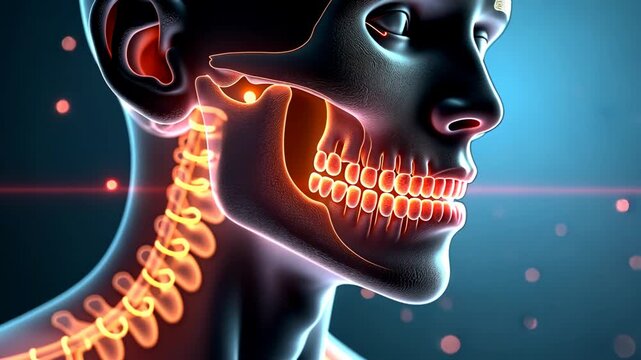 Bones broken, facial injury, jaw fracture. Dental trauma. Mandible breaks causing severe pain. Traumatic impact leads to misalignment. Recovery period extends oral functionality.