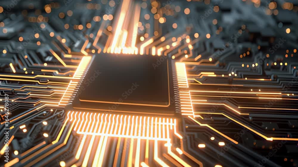 Poster technological breakthrough in circuit design digital environment abstract art futuristic concept hig