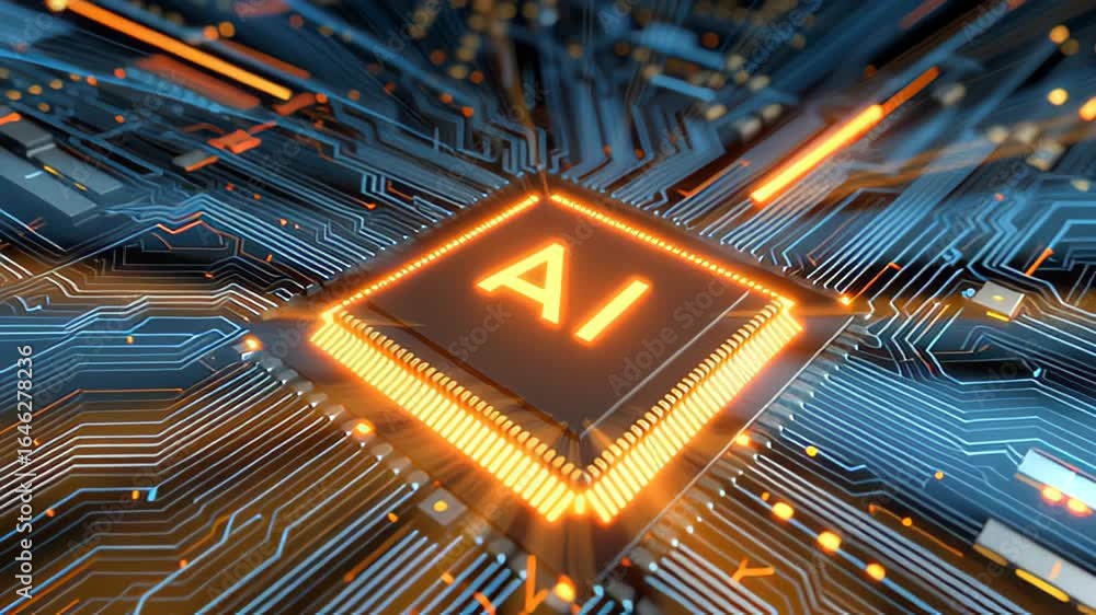 Fototapete dynamic technology action exploring a high-tech circuit board in a futuristic environment with a clo