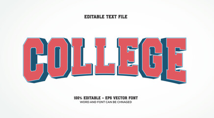 College Text, Sport Varsity Text Effect Style Editable
