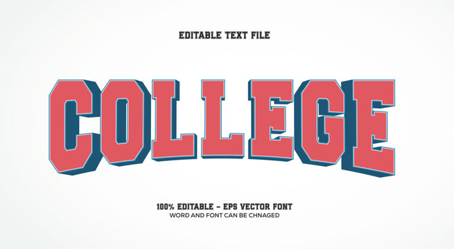 College Text, Sport Varsity Text Effect Style Editable
