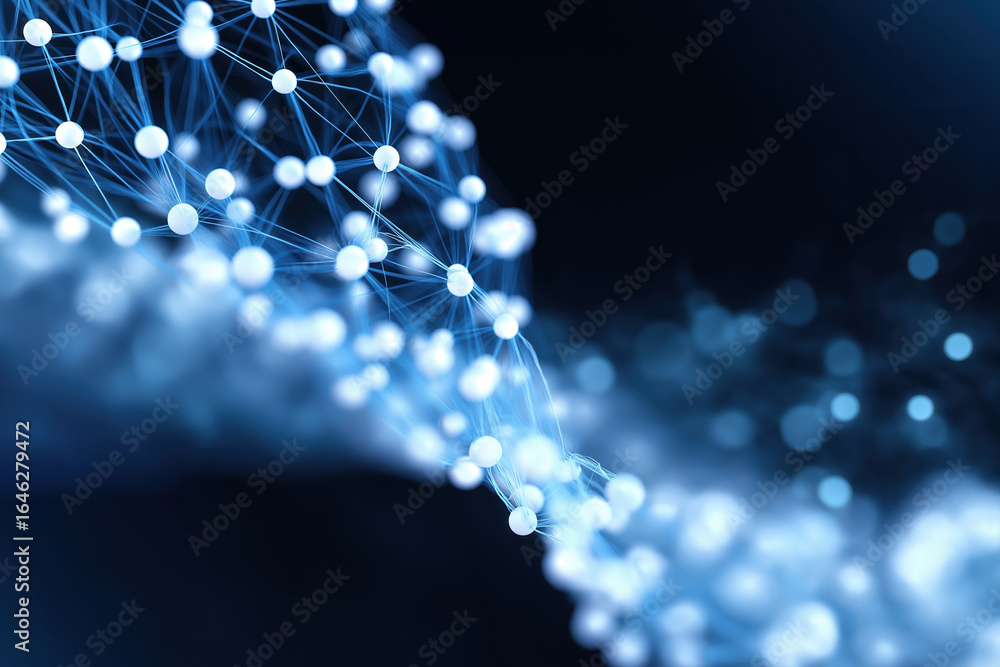 Poster abstract representation of interconnected nodes illustrating data networks