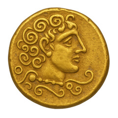 Ancient Celtic Gold Coin with Stylized Face