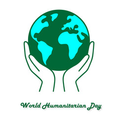 Hands Holding Globe Illustration – World Humanitarian Day, Earth Care, and Global Unity