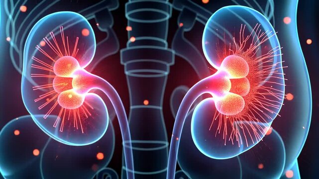 Kidney cancer, renal tumors, tumor symptoms. Organ health. Tumors impede kidney function. Symptoms include painful urination. Diagnosis entails imaging scans.