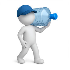 3d man with bottle of water