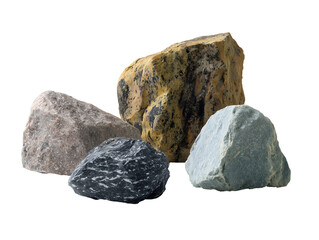 High-Resolution Images of Four Different Types Rocks on Black Background,mineral,nature