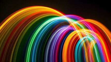 Obraz premium Vibrant, swirling light trails create a rainbow effect.