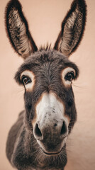 Obraz premium Donkey with Expressive Eyes Leaning Into the Frame