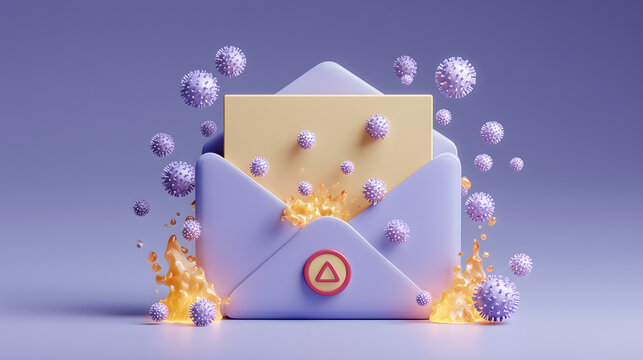 Email Envelope Icon Seals Itself While Spam Particles Burst - Powered by Adobe