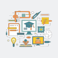 illustrations vector icon for DIGITAL marketing Economy business tools and info graph electronic charts with data analysis 
