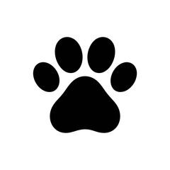 Simple black paw print illustration on white background ideal for pet related designs animal themes and symbolic uses for websites banners posters © Rifat