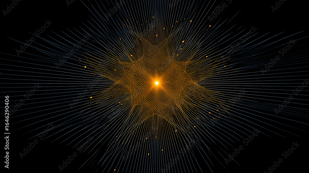 Poster minimal dark mesh with central glowing node