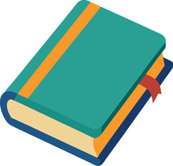 Colorful Diary with Green Cover and Red Bookmark Ribbon