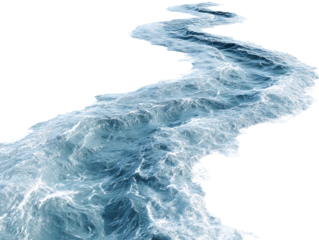 Abstract 3D Render of a Winding River or Stream, Blue Water Texture, Nature Background