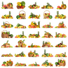 Obraz premium Different fresh fruits isolated on white, set