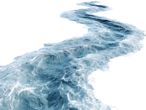 Abstract 3D Render of a Winding River or Stream, Blue Water Texture, Nature Background